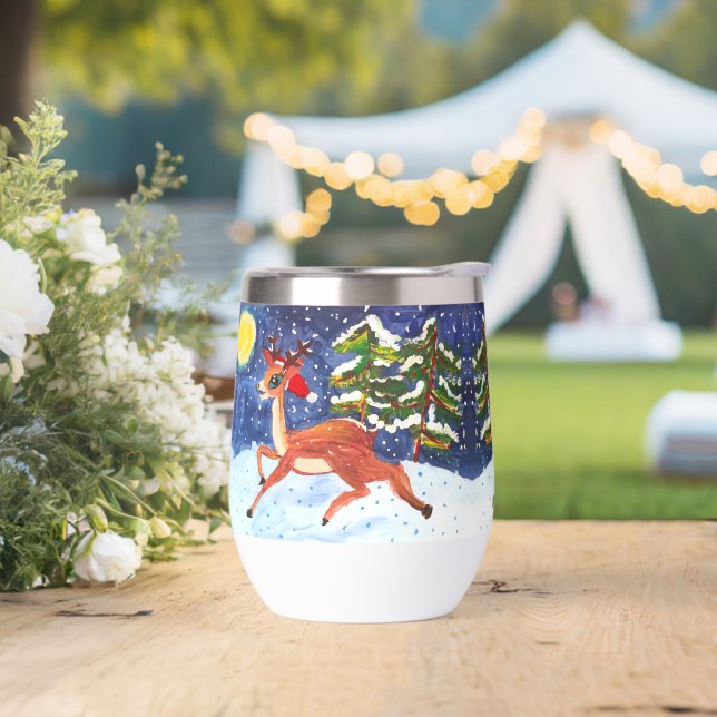 Baby Deer in Santa Hat  "Art by Kids" (Wedding)