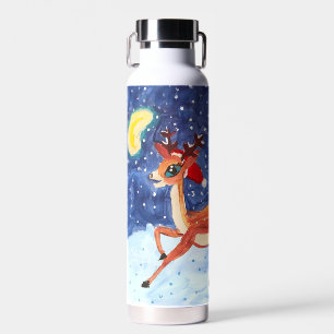 Baby Deer in Santa Hat "Art by Kids" Water Bottle