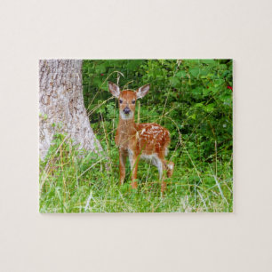 Baby Deer in the Woods Nature Photography Jigsaw Puzzle