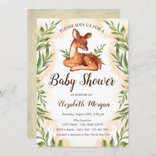 Baby Deer Leaves Baby Shower Invitation