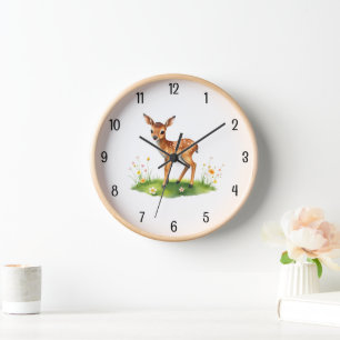 Baby deer nursery clock