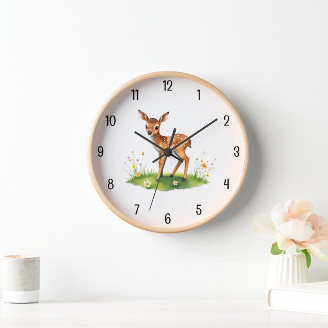 Baby deer nursery clock (Home)