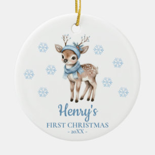 Baby Deer Personalized Baby's First Christmas Ceramic Tree Decoration