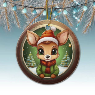 Baby Deer Rustic Doe Character Fawn Xmas Tree 🦌🎄 Ceramic Tree Decoration