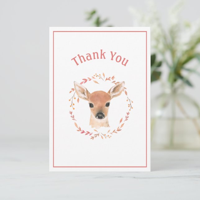 Baby Deer Simple Rustic Thank You Card (Standing Front)