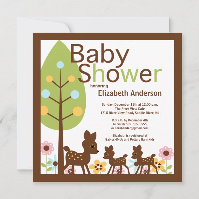Baby Deer TWINS Multiple Baby Shower Invitation (Front)