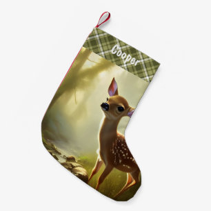 Baby Deer Wildlife Portrait Personalised Small Christmas Stocking