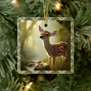 Baby Deer Wildlife Portrait Personalized  Ceramic Ornament