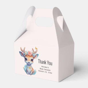 Baby Deer with Antlers and Flowers Baby Shower Favour Box