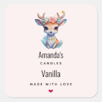 Baby Deer with Antlers and Flowers Candle Business