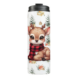 Baby Deer with Buffalo Plaid Thermal Tumbler