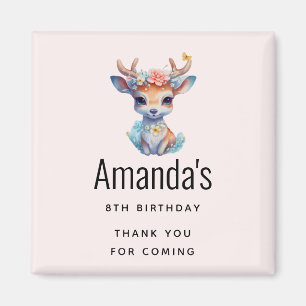 Baby Deer with Floral Antlers Birthday Thank You Magnet