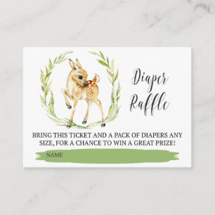 Baby Deer With Greenery Diaper Raffle Ticket Enclosure Card