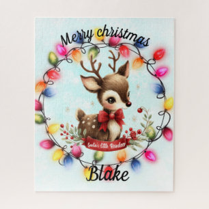 Baby Deer within a wreath of lights Jigsaw Puzzle