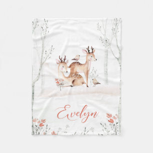 Baby Deer Woodland Blanket 30x40 Fleece