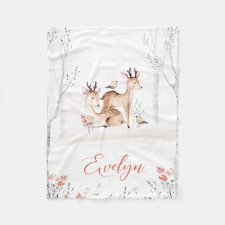 Baby Deer Woodland Blanket | 30x40 Fleece