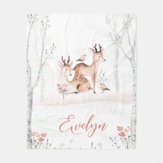 Baby Deer Woodland Blanket | 50x60 Fleece