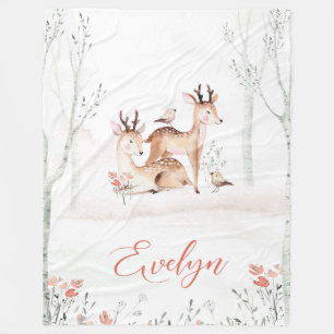 Baby Deer Woodland Blanket 60x80 Fleece