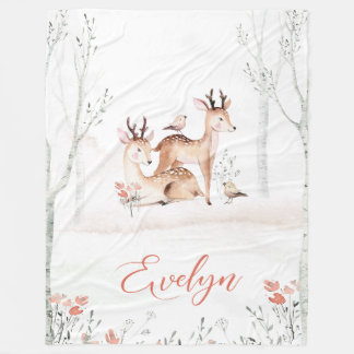 Baby Deer Woodland Blanket | 60x80 Fleece