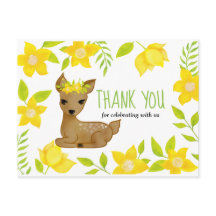 Baby Deer Yellow Florals | Baby Shower Thank You