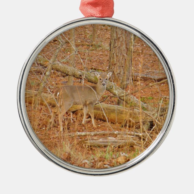 Baby Deer's First  winter Metal Tree Decoration (Front)