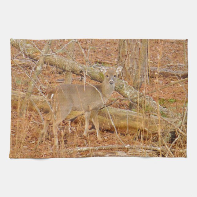 Baby Deer's First  winter Tea Towel (Horizontal)