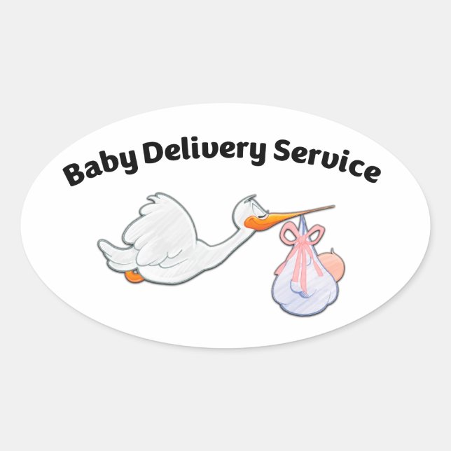 Baby Delivery Service ! Funny Midwife Baby Stork Oval Sticker (Front)