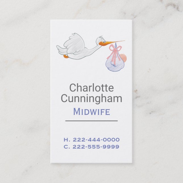 Baby Delivery Themed Custom Business Card (Front)