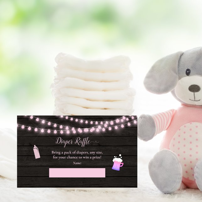 Baby Diaper Raffle Baby Brewing Pink Baby Shower Enclosure Card (Creator Uploaded)