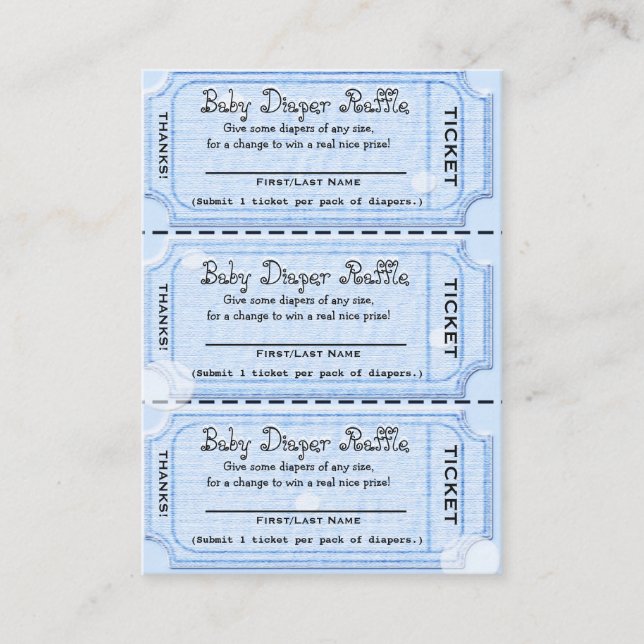 Baby Diaper Raffle Tickets Blue Enclosure Card (Front)