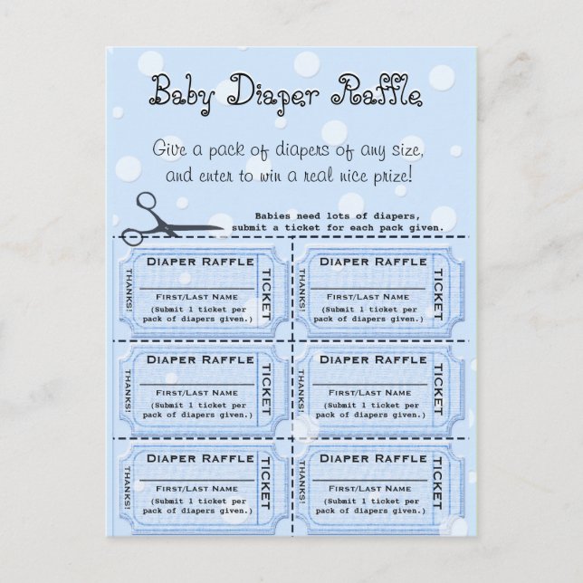 Baby Diaper Raffle Tickets Postcard (Front)
