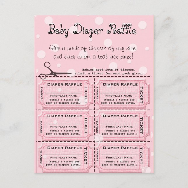 Baby Diaper Raffle Tickets Postcard (Front)