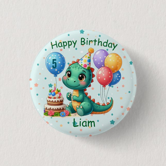 Baby Dino Birthday Button (Front)
