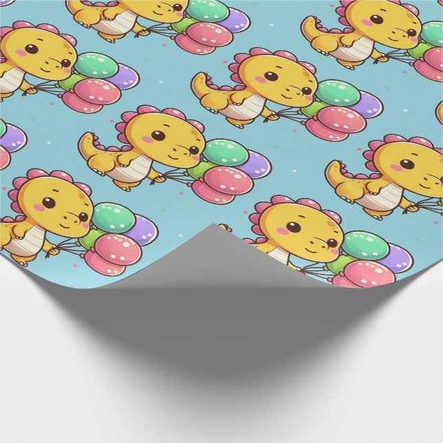 Baby Dino Birthday Gift Wrap (Corner)