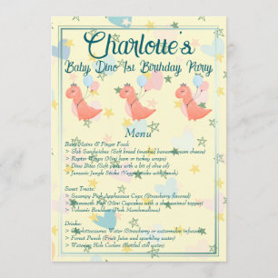 Baby Dino Birthday Party Menu