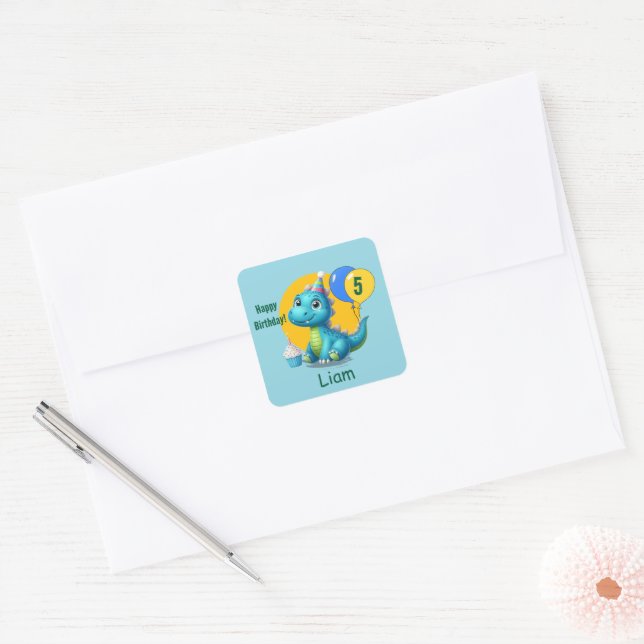 Baby Dino Birthday Sticker (Envelope)
