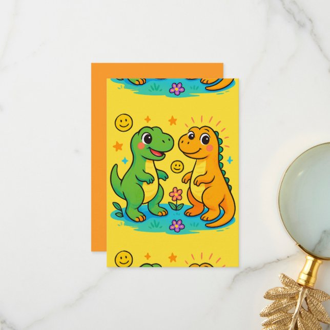 Baby Dino Greeting Card (Front/Back In Situ)