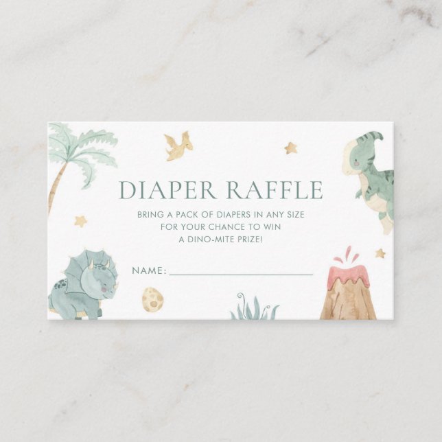 Baby Dino Hatching Soon Diaper Raffle Ticket Enclosure Card (Front)