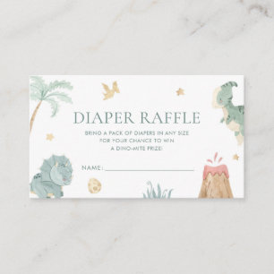 Baby Dino Hatching Soon Diaper Raffle Ticket Enclosure Card