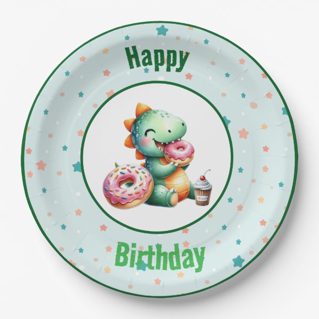  Baby Dino Party Plates (Front)
