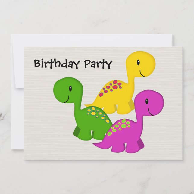 Baby Dino Triplets Invitation (Front)
