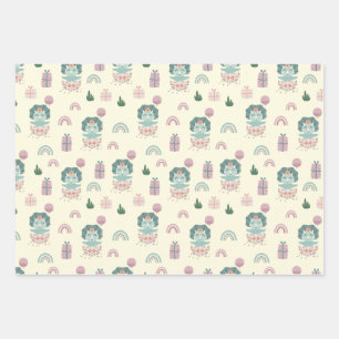 Baby Dino Wrapping Paper Flat Sheet Set of 3