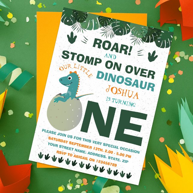 Baby Dinosaur 1st Birthday Party Invitation (Creator Uploaded)