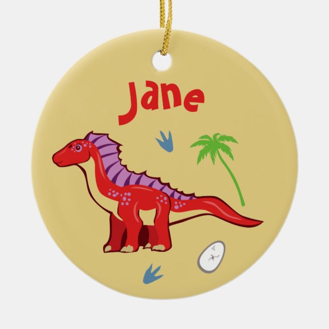 Baby Dinosaur Amargasaurus Ceramic Tree Decoration (Front)