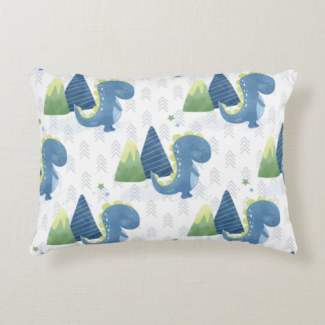 Baby Dinosaur and Mountains Decorative Cushion (Front)