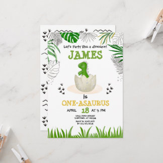 Baby Dinosaur Any Age Birthday Invitation