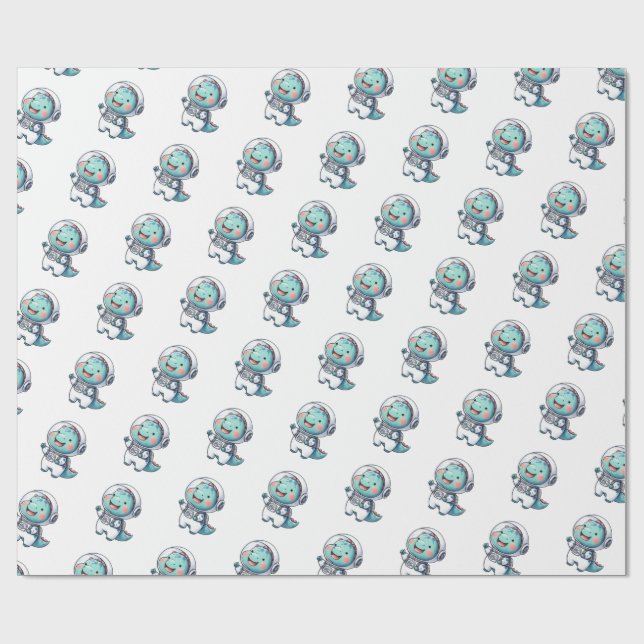 Baby Dinosaur Astronaut Wrapping Paper (Flat)