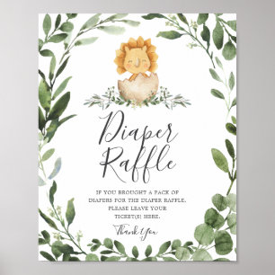 Baby Dinosaur Baby Shower Diaper Raffle Sign