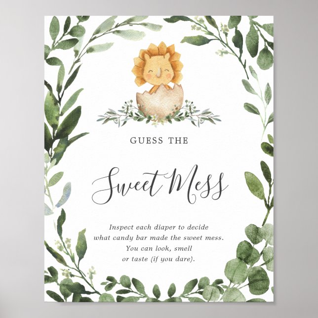 Baby Dinosaur Baby Shower Guess The Sweet Mess Poster (Front)