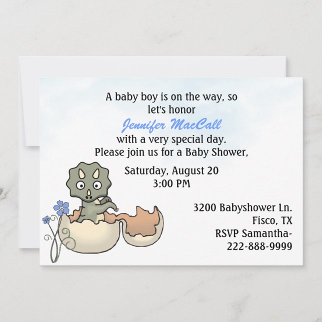 Baby Dinosaur Baby Shower Invitation (Front)